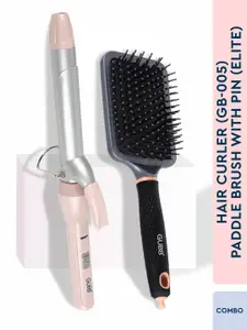 GUBB Peach & Black Hair Curler & Paddle Hair Brush