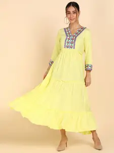 VEDANA Yellow Maxi Dress