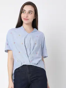 Vero Moda Blue Striped Shirt Style Top