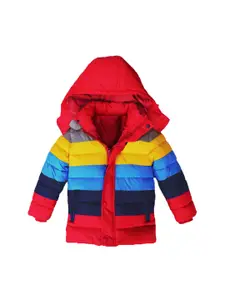 AD & AV Boys Red Colourblocked Water Resistant Longline Puffer Jacket