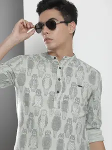 The Indian Garage Co Men Grey And Black Animal Printed Cotton Casual Shirt
