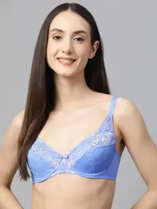 Marks & Spencer Blue Floral Lace Bra - Underwired
