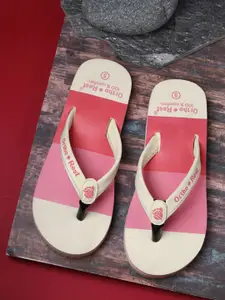 Ortho Rest Women Pink & Cream-Coloured Colourblocked Rubber Thong Flip-Flops