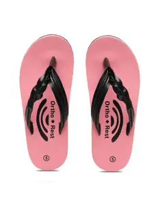 Ortho Rest Women Pink & Black Printed Thong Flip-Flops