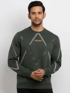 Status Quo Men Green Printed Sweatshirt