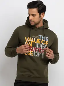 Status Quo Men Olive Green Printed Sweatshirt