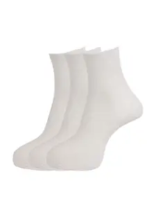 Dollar Socks Men Pack Of 3 White Solid Ankle Length Cotton Socks