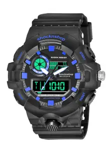 Shocknshop Men Black Dial & Black Straps Analogue and Digital Multi Function Watch Watch01Blue