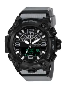 Shocknshop Men Black Dial & Grey Straps Analogue and Digital Multi Function Watch Watch02Grey