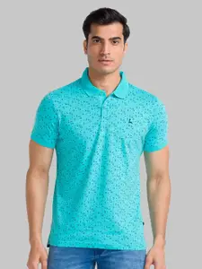 Parx Men Green Printed Polo Collar Applique T-shirt
