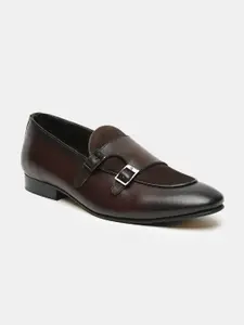 Teakwood Leathers Men Brown Solid Formal Monk Shoes