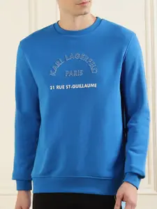 Karl Lagerfeld Men Blue Printed Sweatshirt