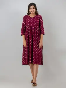 misbis Rose Gold Floral Maternity Empire Dress