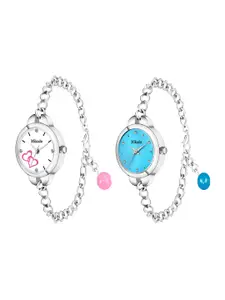Mikado Women Pack Of 2 Blue & White Dial & Stainless Steel Straps Analogue Watch-Barbie6