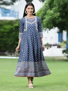 Juniper Blue Ethnic A-Line Maxi Dress