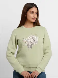 Status Quo Women Green Printed Sweatshirt