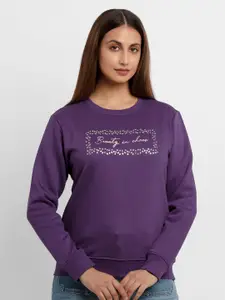 Status Quo Women Purple Printed Sweatshirt