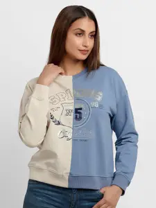 Status Quo Women Blue Printed Sweatshirt