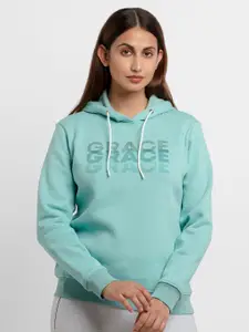 Status Quo Women Sea Green Printed Sweatshirt