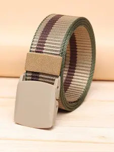 ZORO Men Gold-Toned Striped Belt