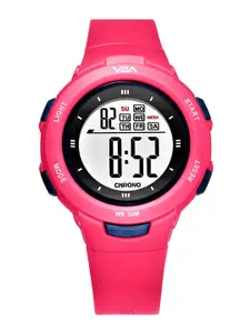 V2A Women Grey Dial & Pink Straps Digital Multi Function Watch DK8217