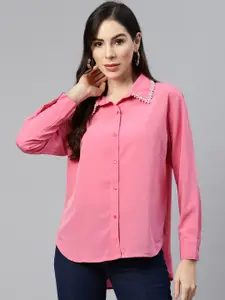 plusS Women Pink Regular Fit Casual Shirt