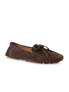 Eske Women Brown Textured Leather Loafers