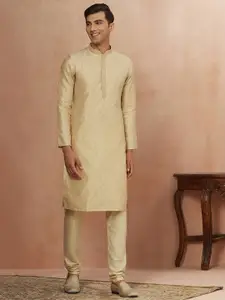 Manyavar Men Beige Kurta with Churidar