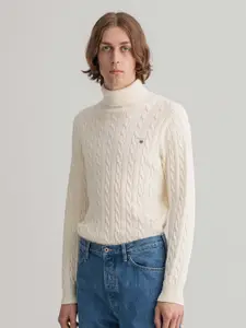 GANT Men Cream-Coloured Striped Pullover