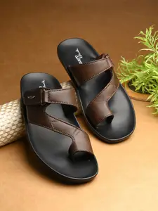 Azzaro Black Men Brown Flip Flops