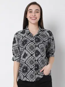 Vero Moda Women Black & White Printed Casual Shirt