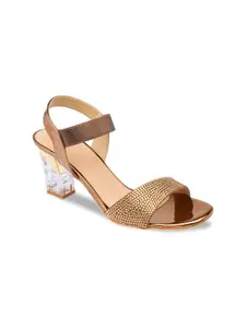 Sole To Soul women's Bronze-Toned Party Block heels with Buckles