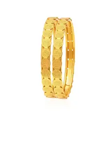 Jewels Galaxy Set Of 2 Gold-Plated Coinage Bangles