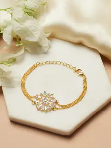 Voylla Women Gold-Toned & White Brass Gold-Plated Link Bracelet