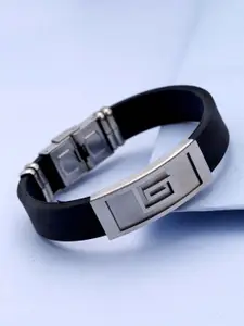 Dare by Voylla Men Silver-Toned & Black Silver-Plated Link Bracelet