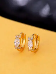 Voylla Women Gold-Toned Contemporary CZ Oval Cut Gem Hoop Earrings