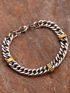 Dare by Voylla Men Silver-Toned & Gold-Toned Link Bracelet