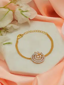 Voylla Women White Brass American Diamond Gold-Plated Link Bracelet
