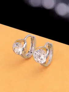 Voylla Women Silver-Toned Oval Cut CZ Gem Studs Earrings