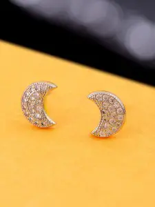 Voylla Women Gold-Toned Crescent Shaped Studs Earrings