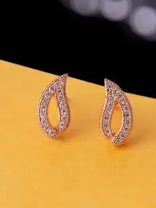 Voylla Women Rose Gold-Plated Leaf Shaped Studs Earrings