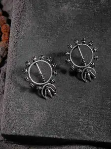 Voylla Women Oxidised  Silver-Plated Contemporary Tribal Inspired Studs Earrings