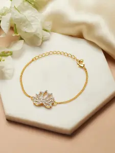 Voylla Women Gold Shimmering Floret American Diamond CZ Silver Flower Bracelet