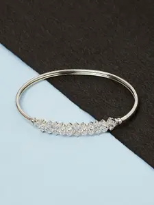 Voylla Women Silver-Toned & White Brass Gold-Plated Cuff Bracelet