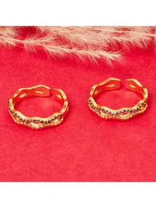 Voylla Women Gold-Plated Red Toe Rings