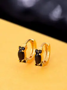 Voylla Women Gold-Plated Black Contemporary Hoop Earrings