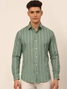 JAINISH Men Green Classic Striped Casual Shirt