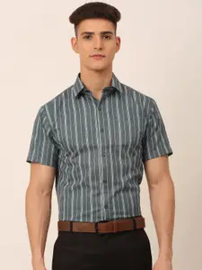 JAINISH Men Grey Classic Striped Formal Shirt