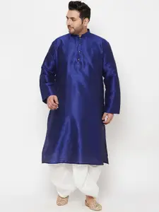 VASTRAMAY PLUS Plus Size Men Blue Kurta with Dhoti Pants