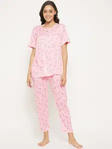 Camey Women Peach-Coloured Printed Night suit